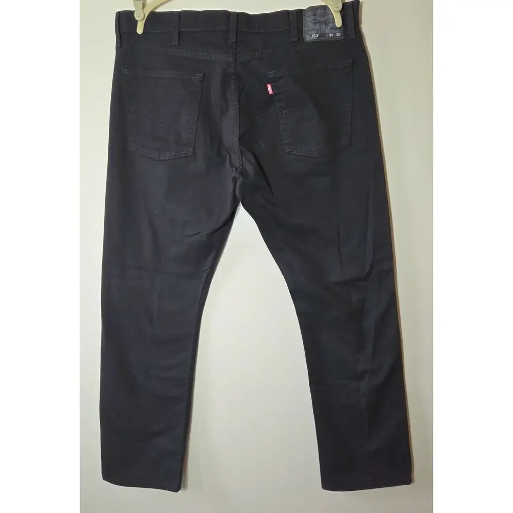 Levi's 513 Men's Jeans Slim Fit Straight Leg Stretch Jet Black Denim W38 L30